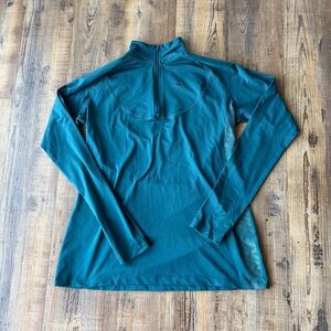Nike Pro Warm 1/2 Zip Long Sleeve Top Turquoise Blue Activewear Womens Size Lg